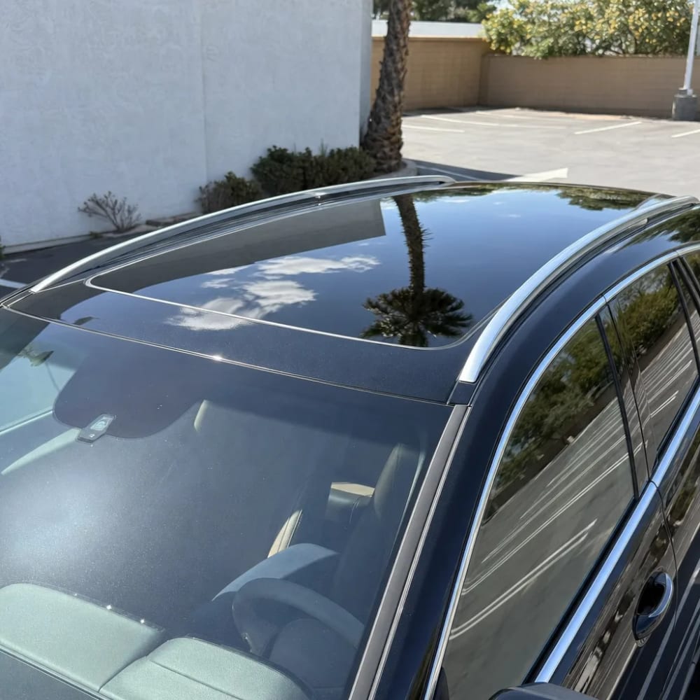 Panoramic glass roof on a vehicle viewed from outside